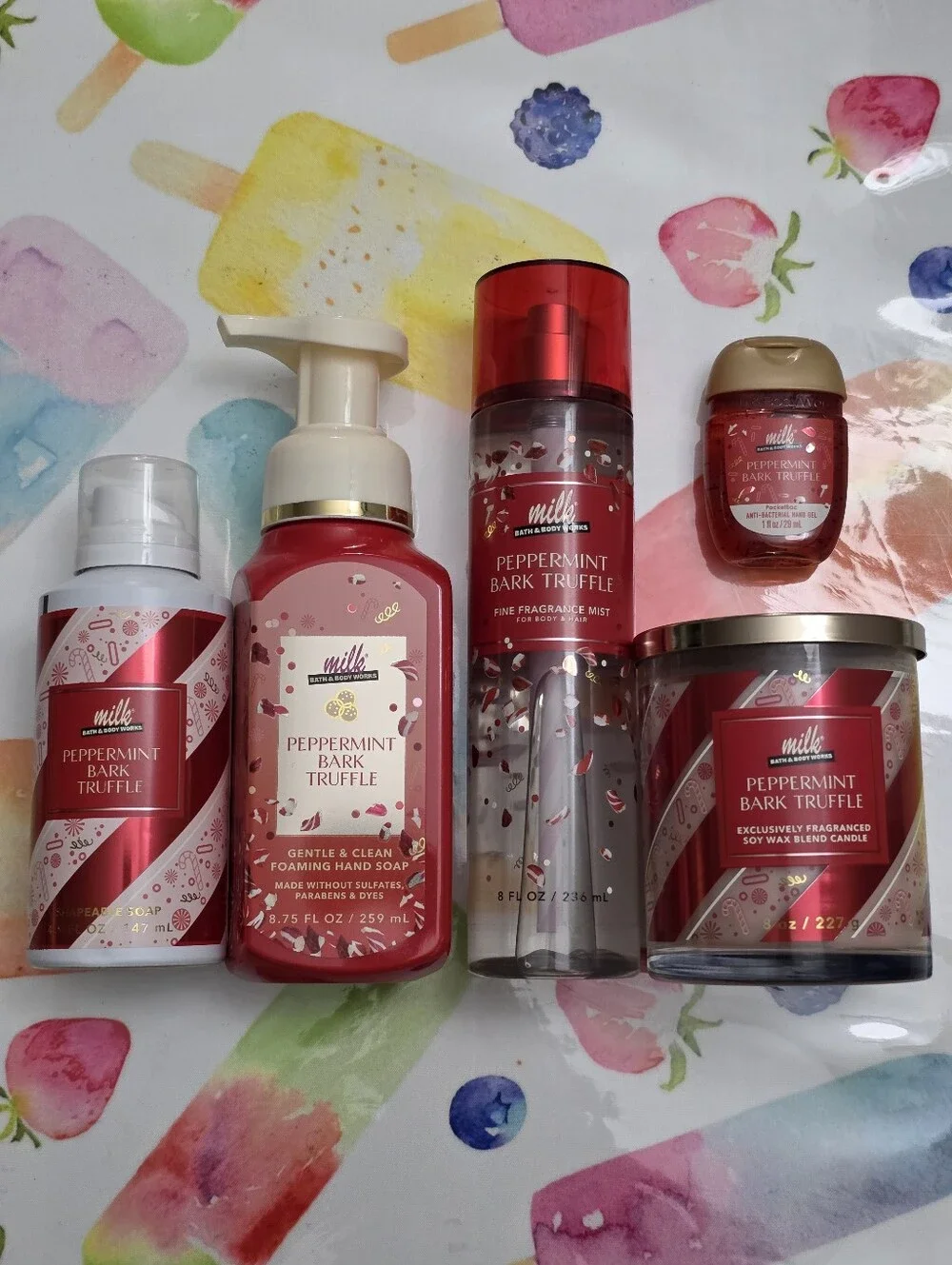 Bath & Body Works Peppermint Bark Truffle Hand Soap & Fragrance 5 Piece Set RARE